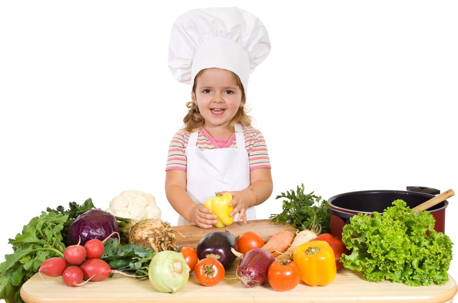 Kid Preparing a bunch of healthy food for immediate consumption.