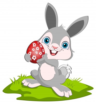 Animated Easter Bunny Holding an Egg, posing for pictures at your next Easter Event!