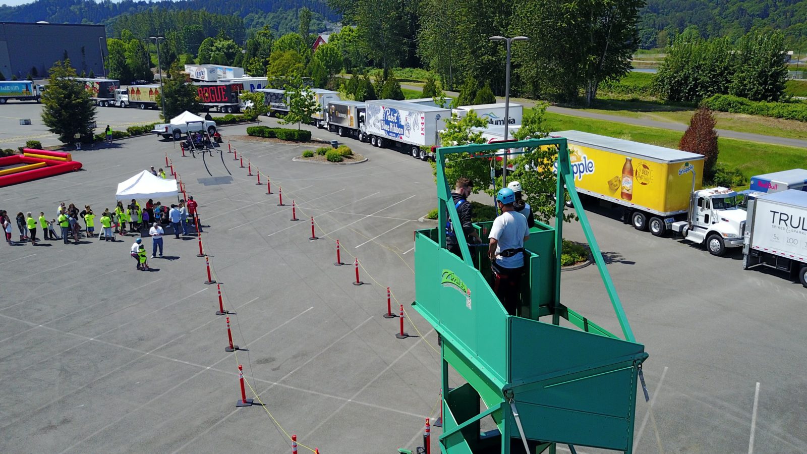 mobile zip line rental at a company party