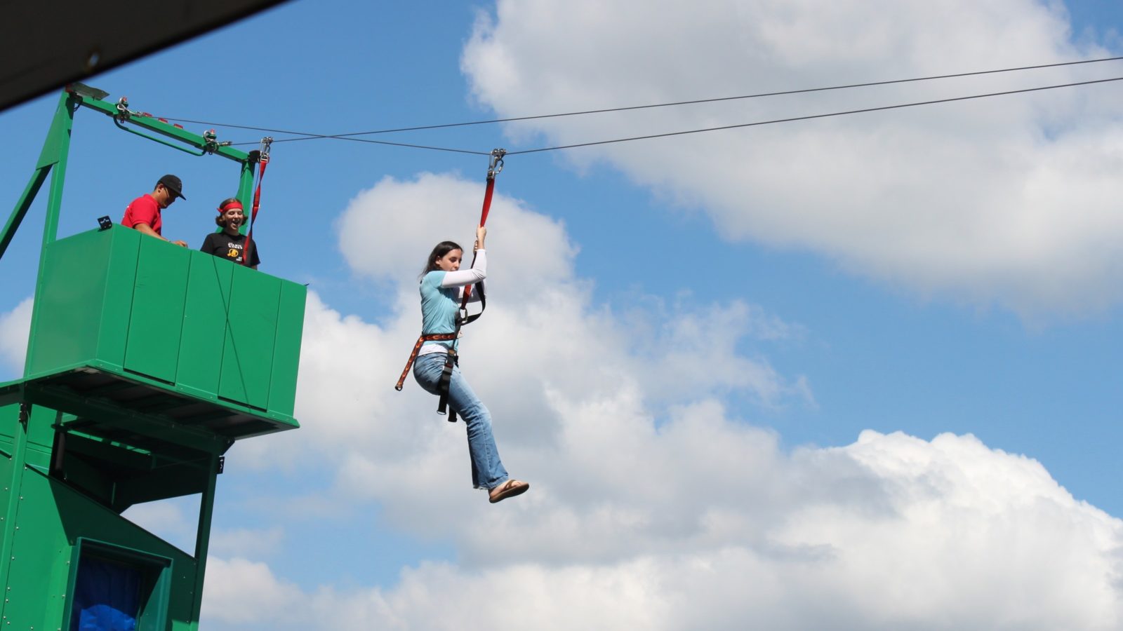 mobile zip line rental at a company party