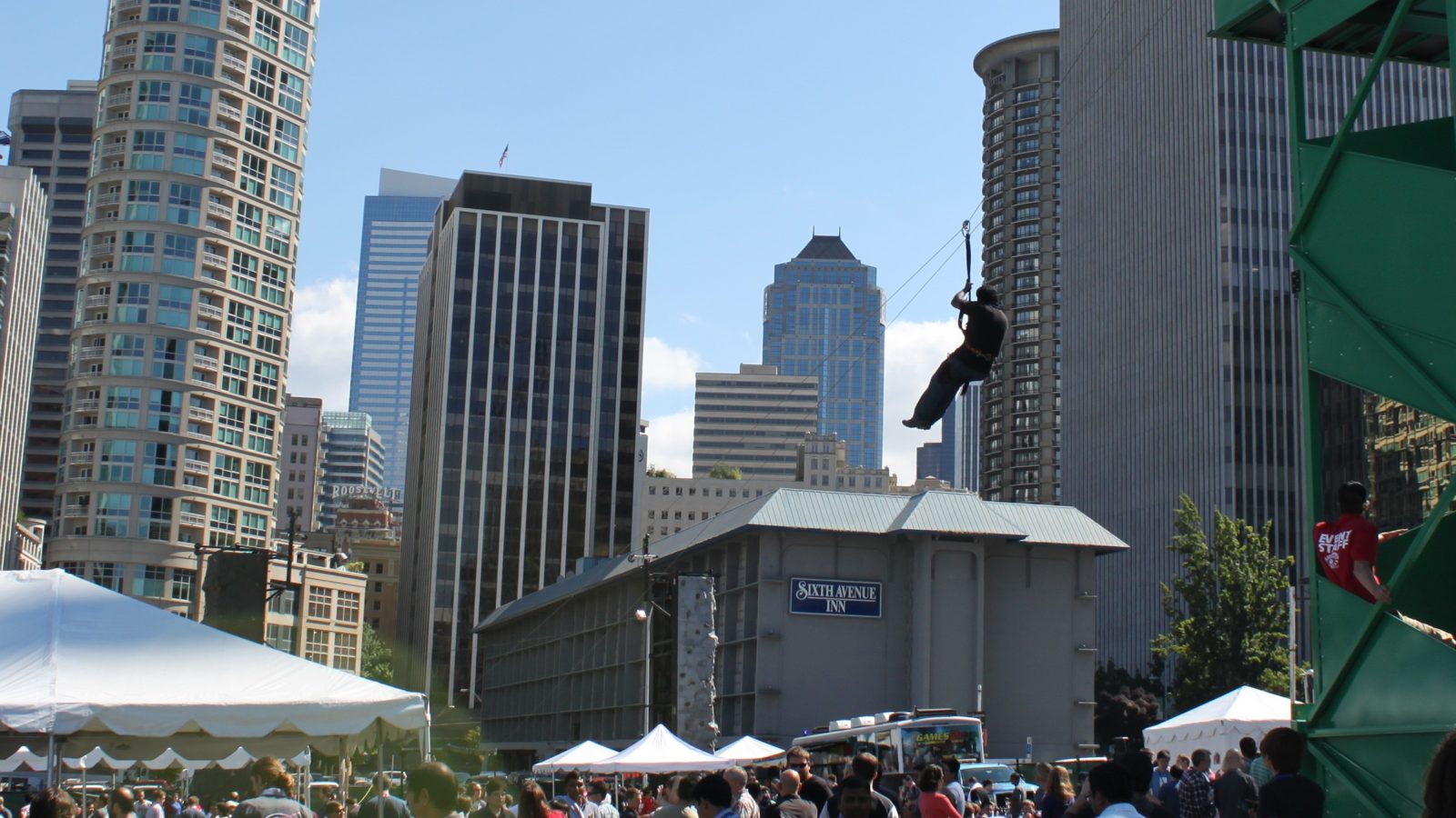 mobile zip line rental at a company party