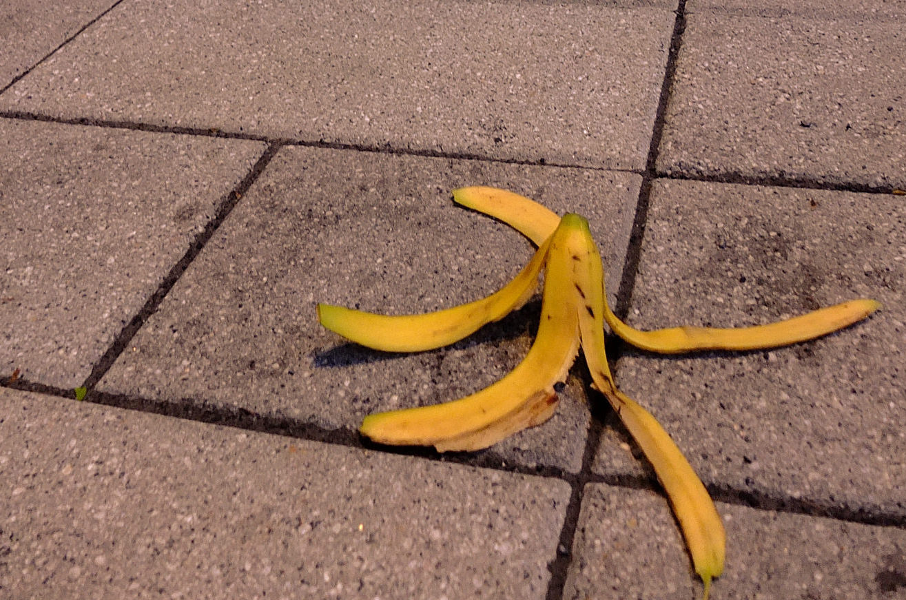 banana peel on the floor