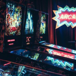 pinball machine rental with arcade event decor