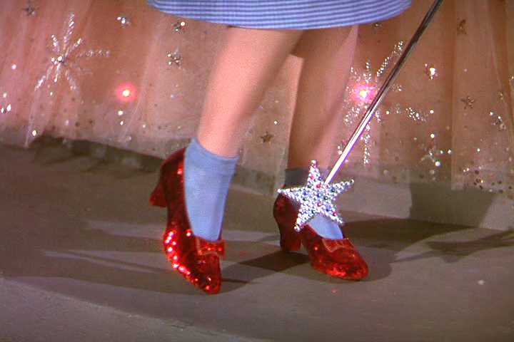 ruby slippers in The Wizard of Oz