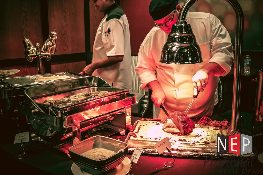 catered food at a holiday party