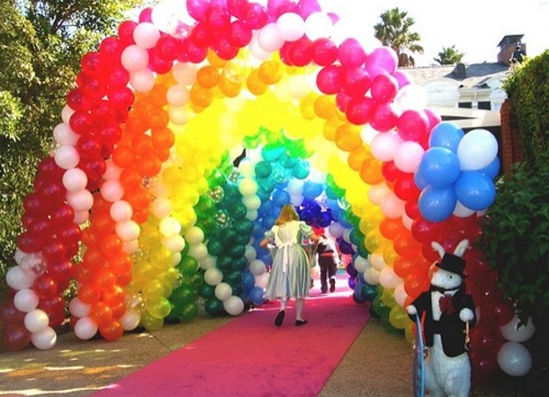 rainbow balloon arch