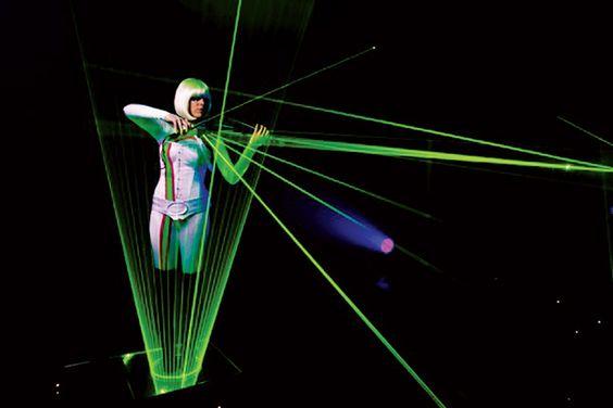 futuristic laser art stage performance