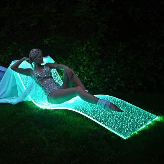 glowing fiber optic LED pool chair