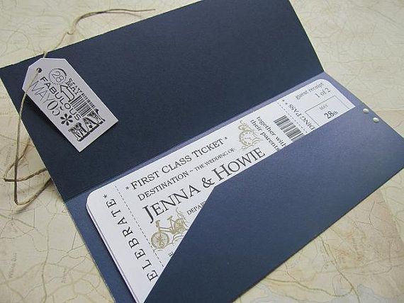 plane ticket–themed party invitation