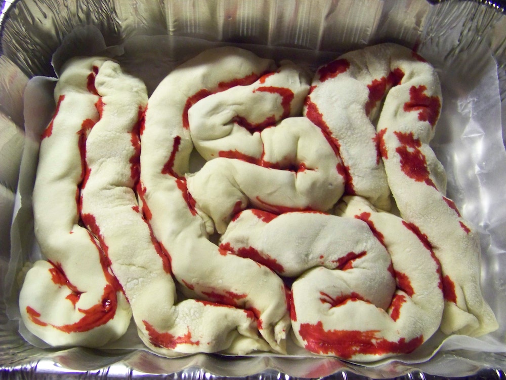 fake zombie intestines party food