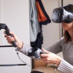 girl playing VR
