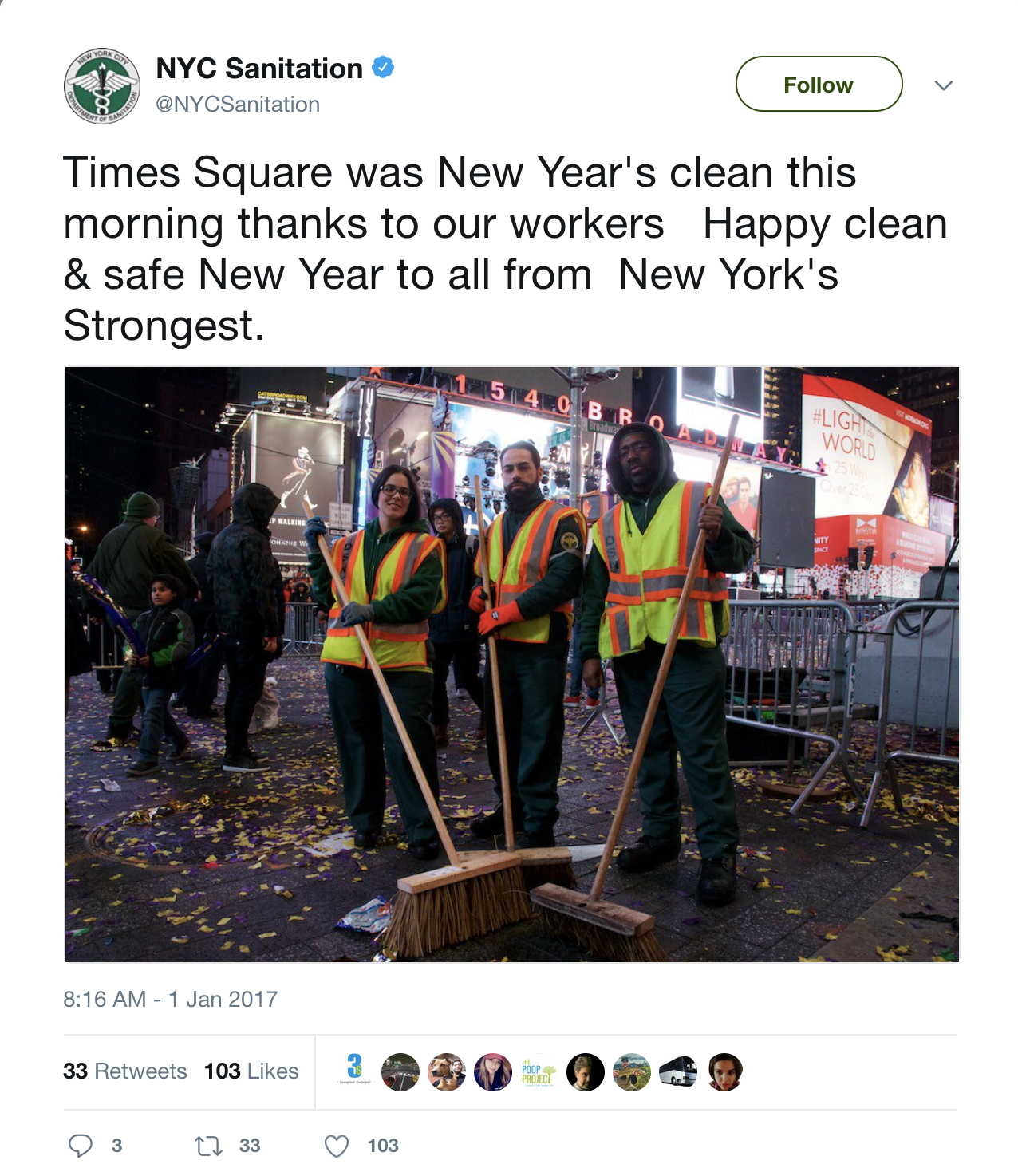 NYC Sanitation Tweet 