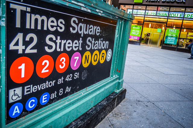 times square subway sign