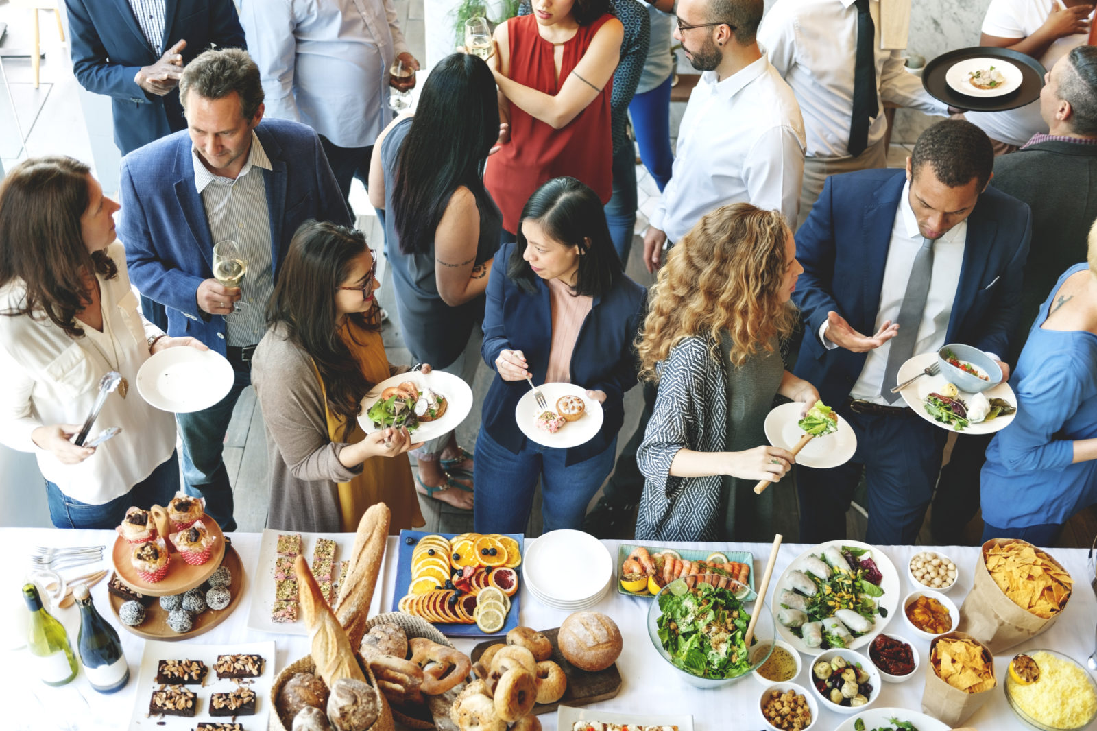 guests eating at event 