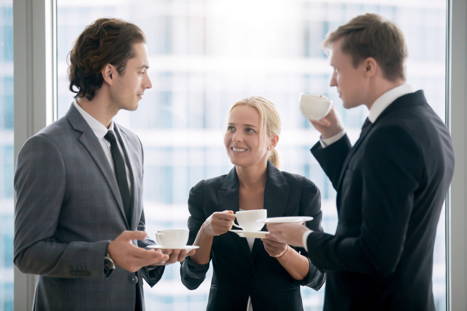 employees meeting over coffee
