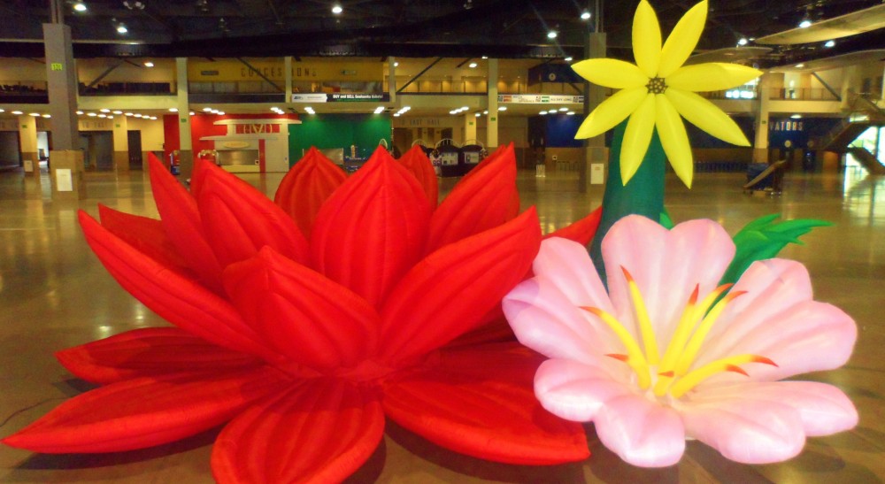 red lotus sculptures