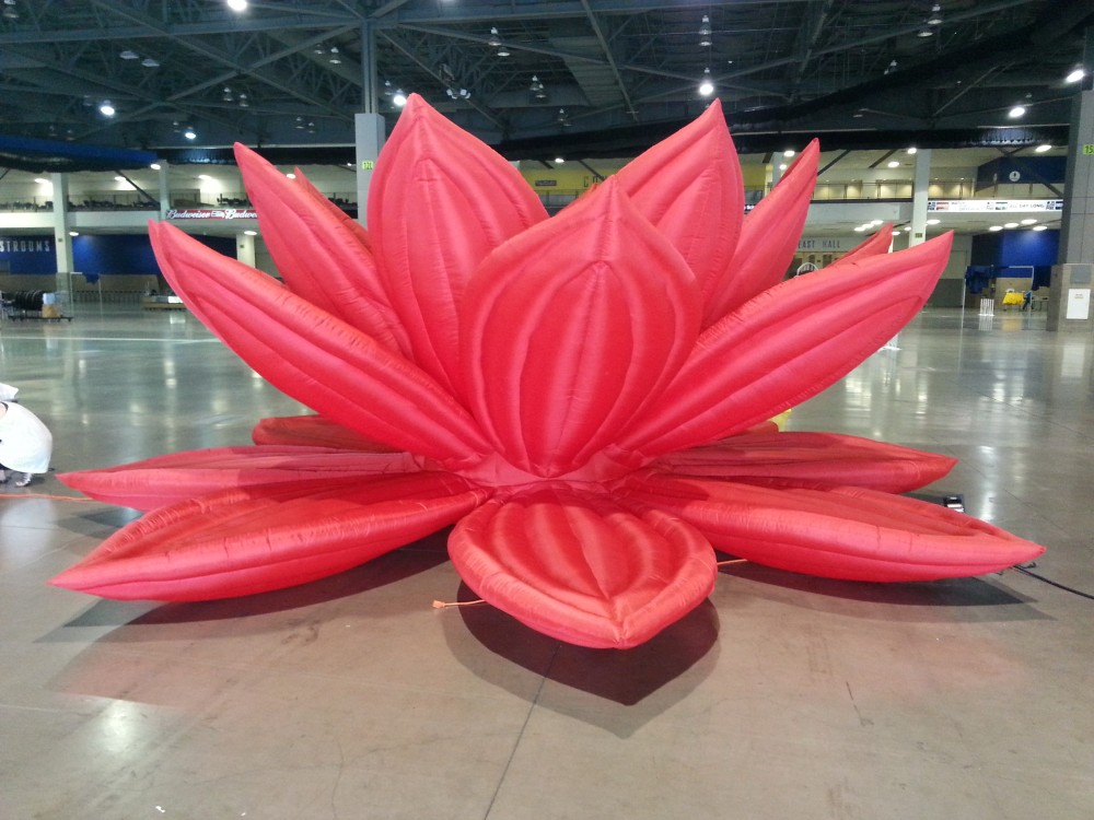 red lotus sculpture