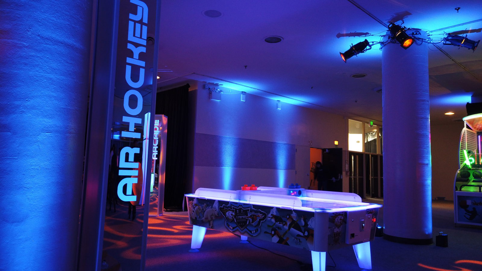 LED Glowing Air Hockey Table · Classic Arcade Game Rental