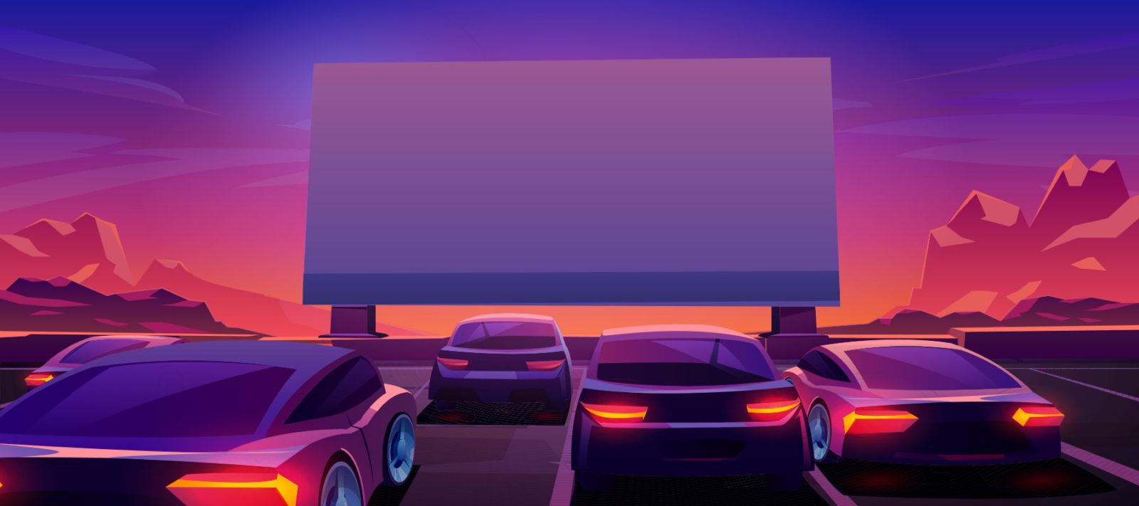 Illustration of Drive-In Theater - Sunset